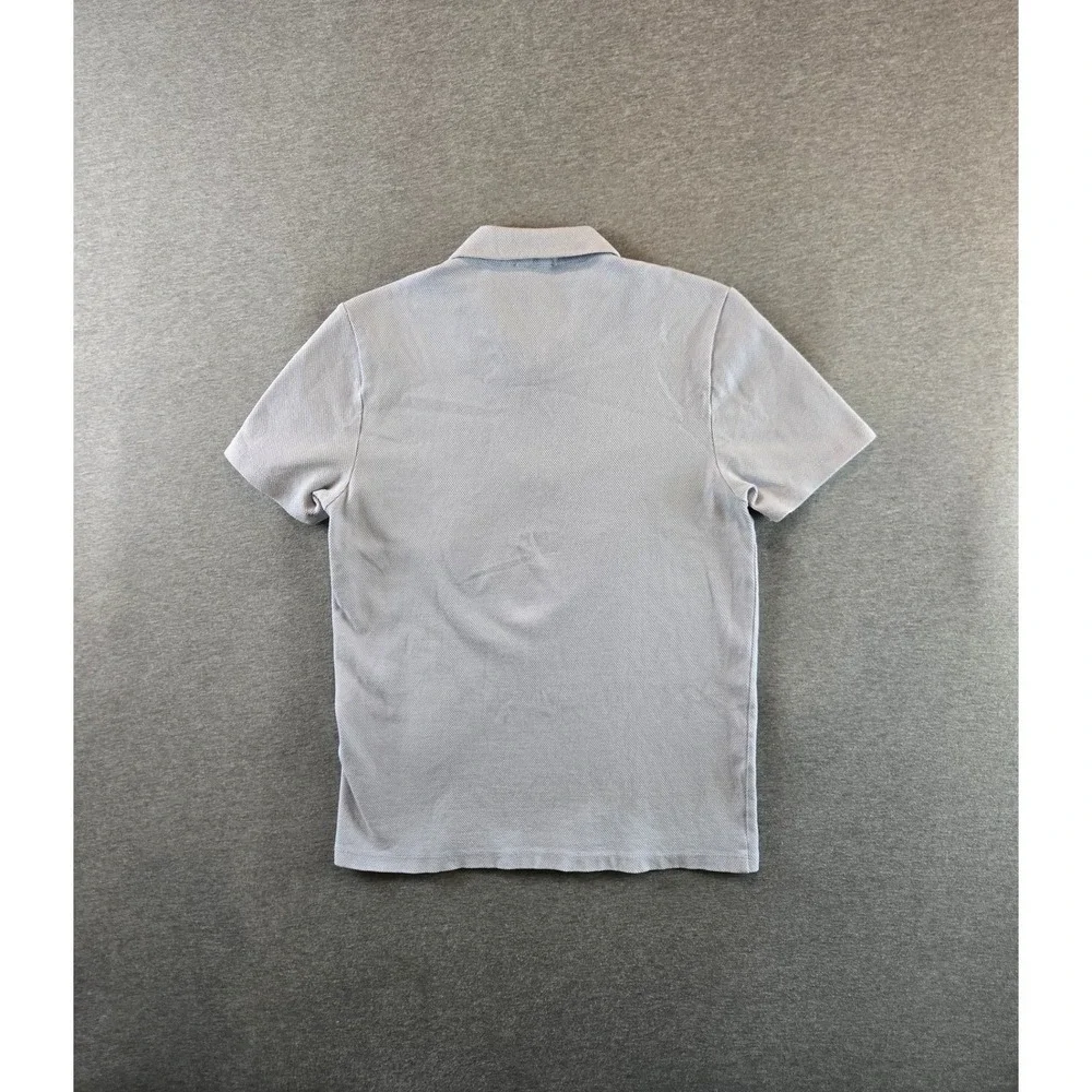 Reiss Billy Zip Polo Mens Size M Light Blue Textured Waffle Knit Short Sleeve - Picture 2 of 13
